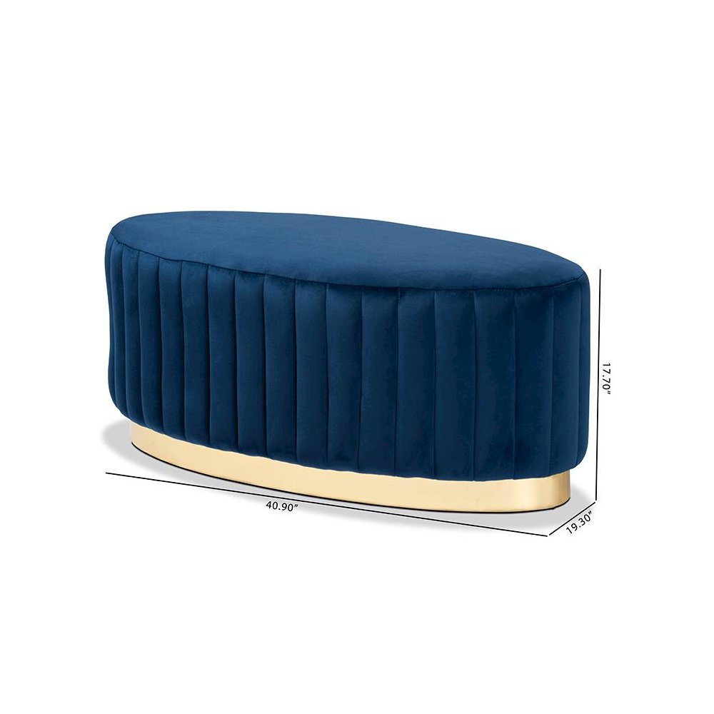 Gold PU Leather Ottoman. Picture 7