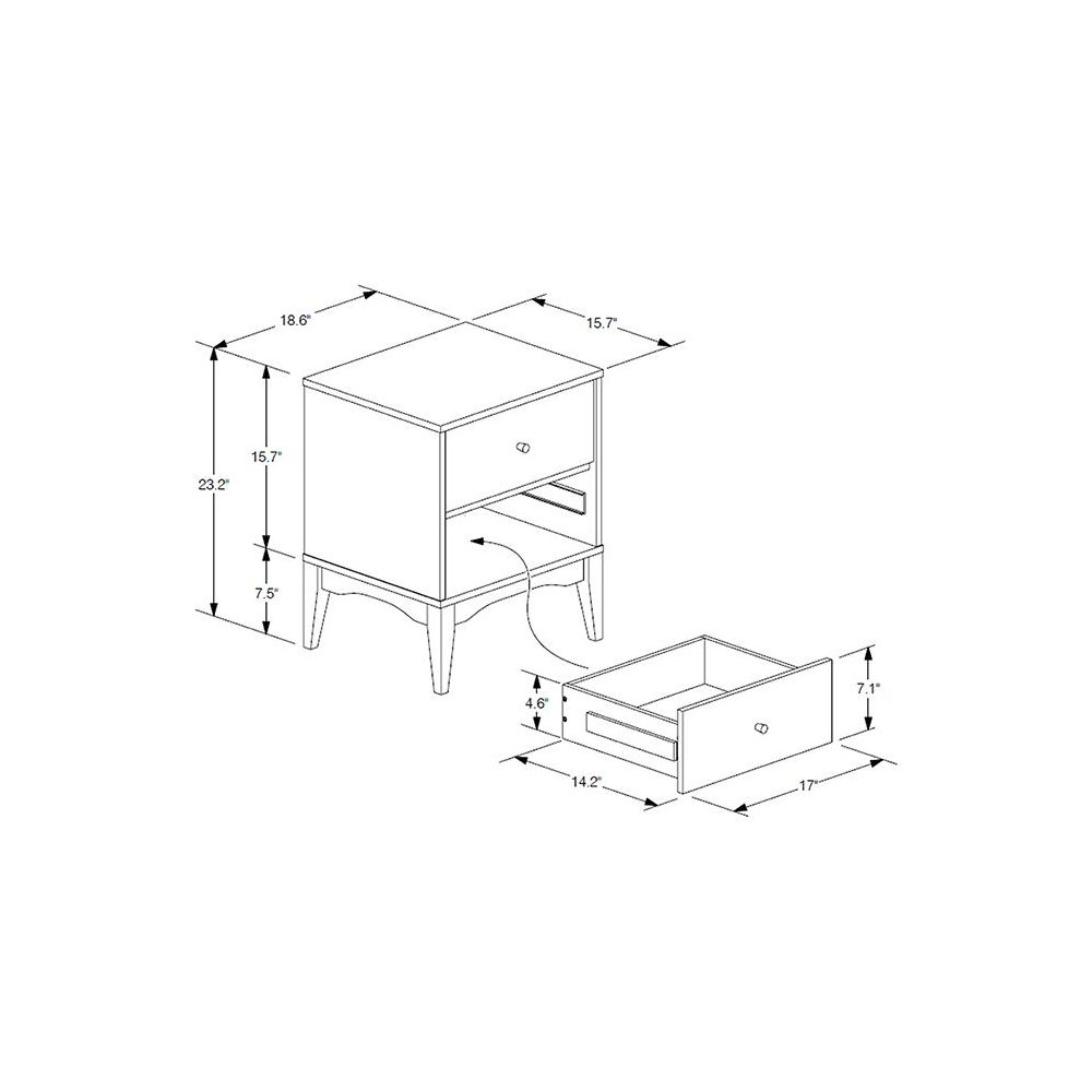 Landis Mid-Century Modern Ash Walnut Finished Wood 2-Drawer Nightstand. Picture 11