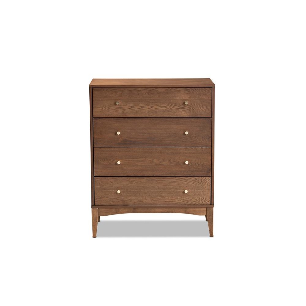 Baxton Studio Landis Mid-Century Modern Ash Walnut Finished Wood 4-Drawer Chest. Picture 3