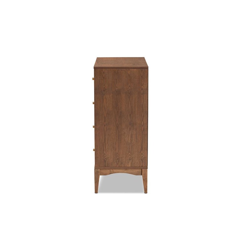 Baxton Studio Landis Mid-Century Modern Ash Walnut Finished Wood 4-Drawer Chest. Picture 4