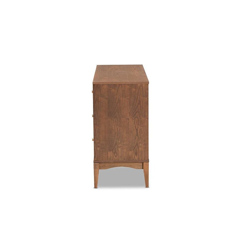 Landis Mid-Century Modern Ash Walnut Finished Wood 6-Drawer Dresser. Picture 4