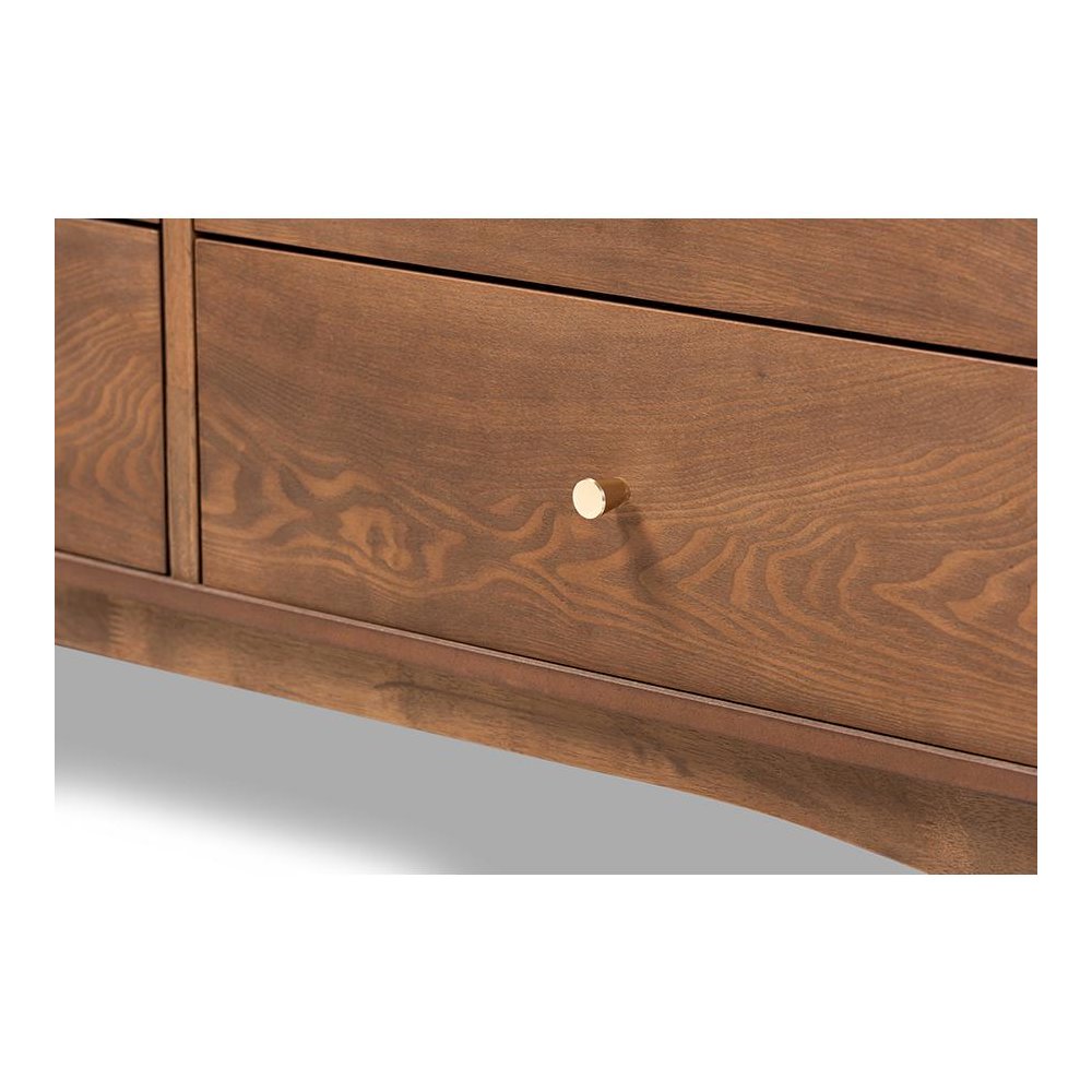 Landis Mid-Century Modern Ash Walnut Finished Wood 6-Drawer Dresser. Picture 6