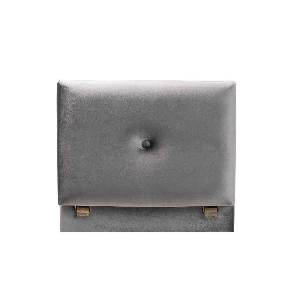 Grey Velvet Fabric Upholstered and Oak Brown Finished Wood Storage Ottoman. Picture 6