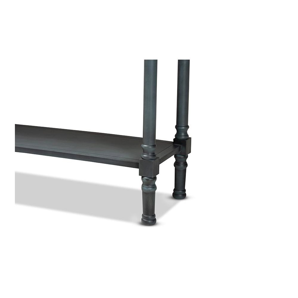 Garvey French Provincial Dark Blue Gray Wood 3-Drawer Entryway Console Table. Picture 6