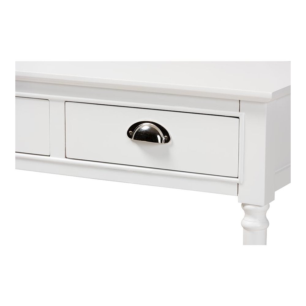 Garvey French Provincial White Finished Wood 3-Drawer Entryway Console Table. Picture 5