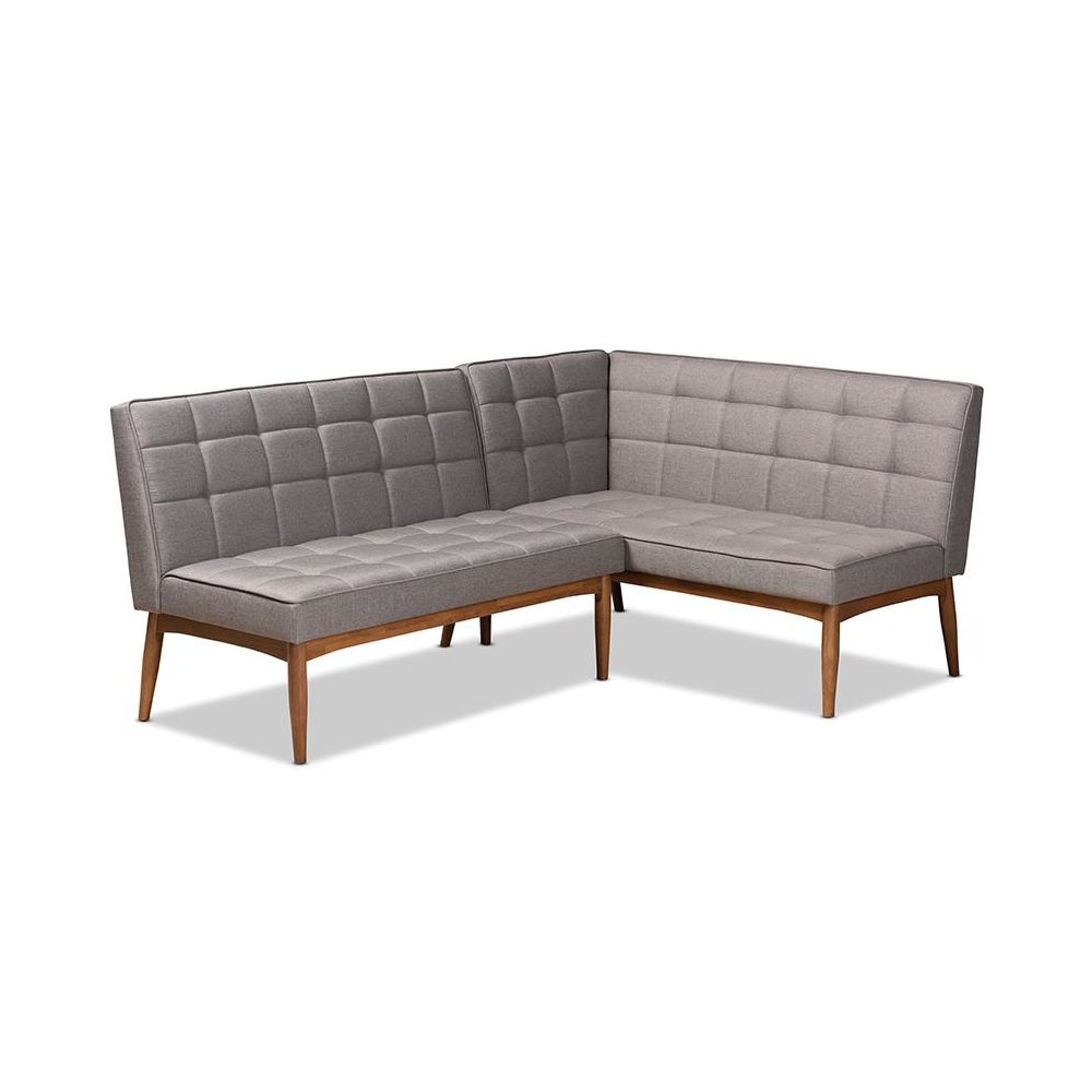 Walnut Brown Finished Wood 2-Piece Dining Nook Banquette Set. Picture 1