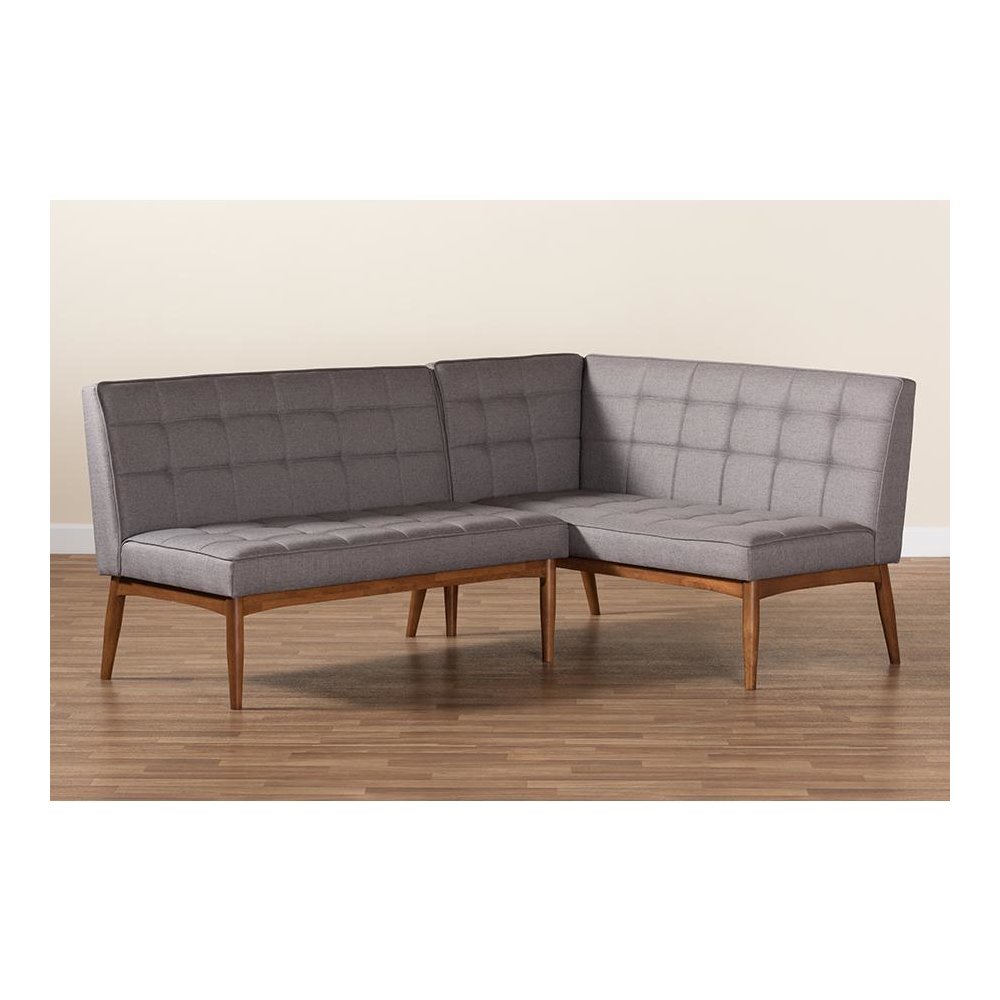 Walnut Brown Finished Wood 2-Piece Dining Nook Banquette Set. Picture 7