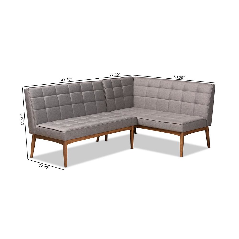 Walnut Brown Finished Wood 2-Piece Dining Nook Banquette Set. Picture 8