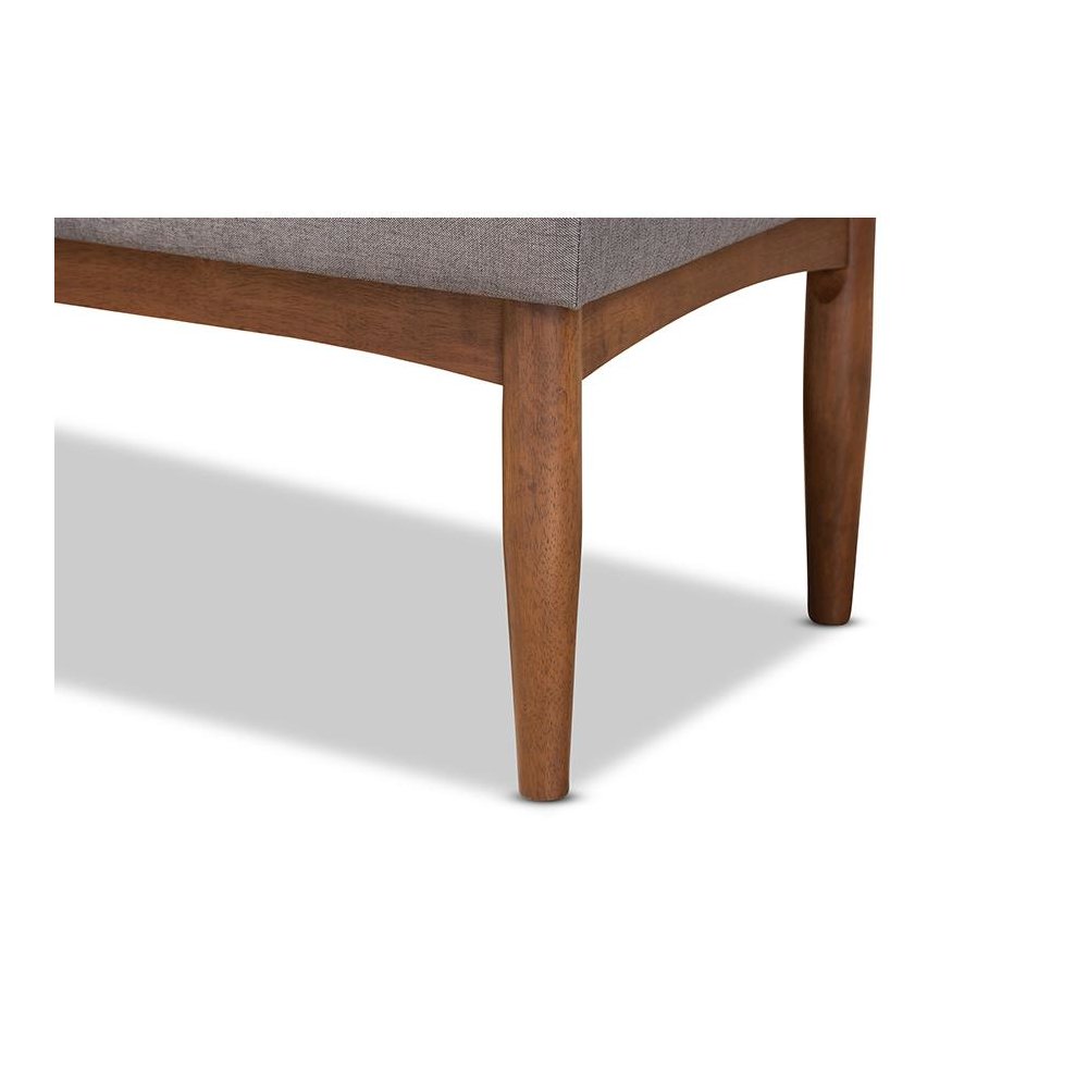 Grey Fabric Upholstered and Walnut Brown Finished Wood 3-Piece Dining Nook Set. Picture 7