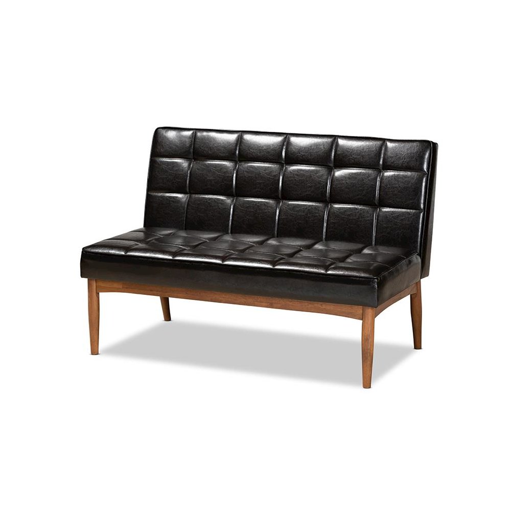 Leather Upholstered and Walnut Brown Finished Wood 4-Piece Dining Nook Set. Picture 2