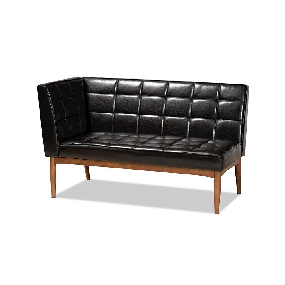 Leather Upholstered and Walnut Brown Finished Wood 4-Piece Dining Nook Set. Picture 3