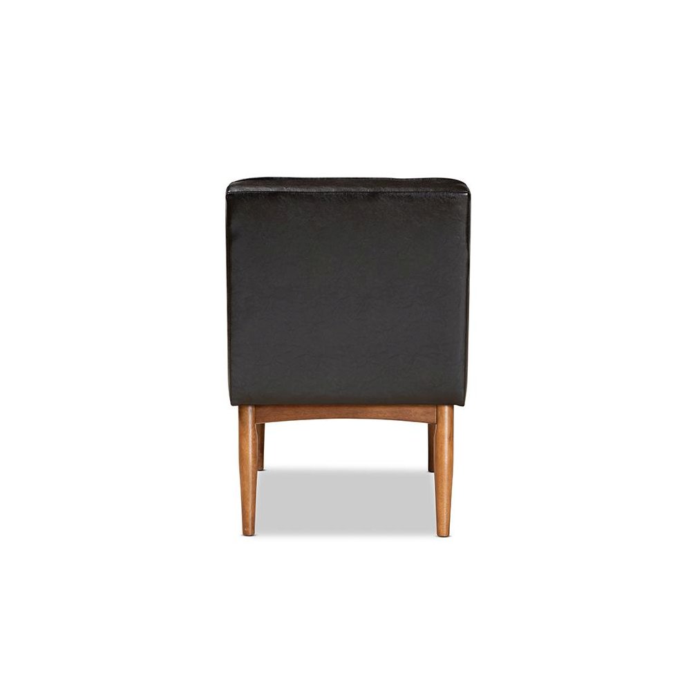 Leather Upholstered and Walnut Brown Finished Wood Dining Chair. Picture 4