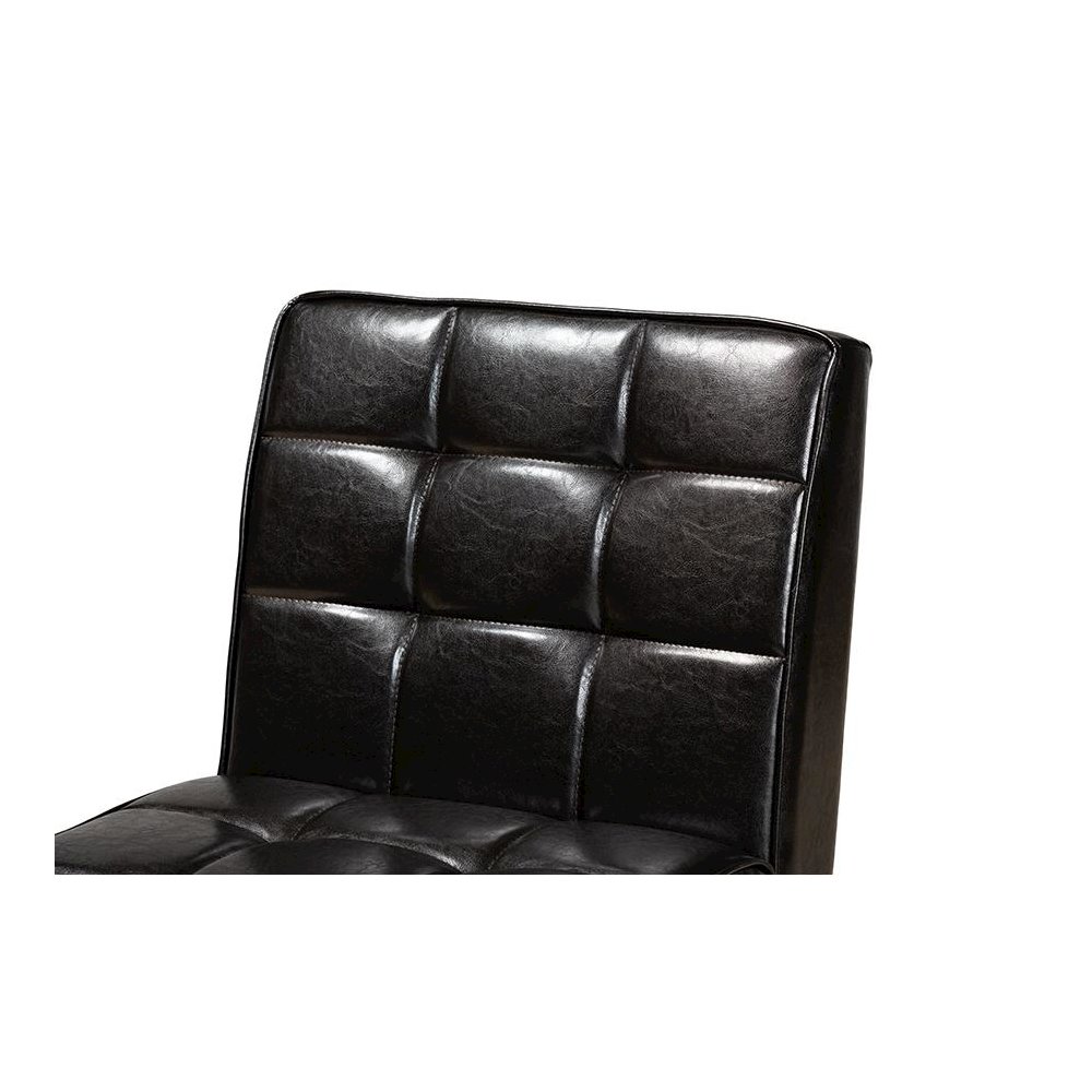 Leather Upholstered and Walnut Brown Finished Wood Dining Chair. Picture 5