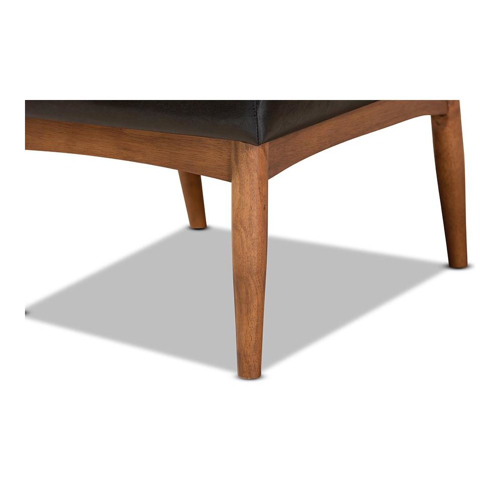 Leather Upholstered and Walnut Brown Finished Wood Dining Chair. Picture 6