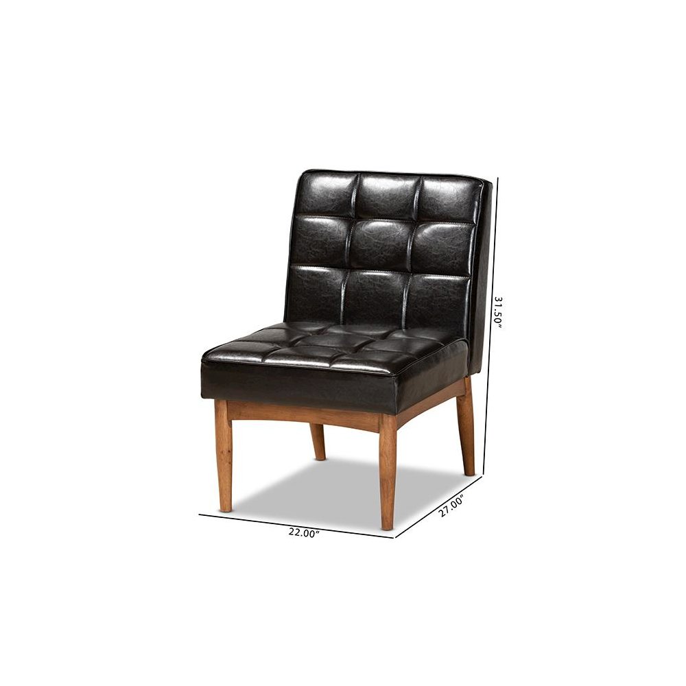 Leather Upholstered and Walnut Brown Finished Wood Dining Chair. Picture 9