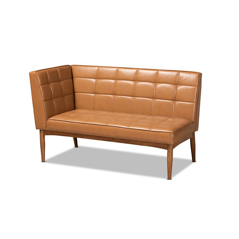 Leather Upholstered and Walnut Brown Finished Wood 5-Piece Dining Nook Set. Picture 3