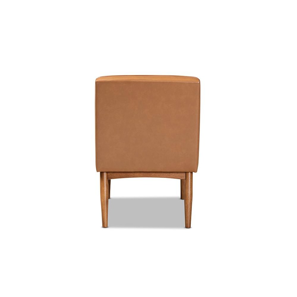 Leather Upholstered and Walnut Brown Finished Wood Dining Chair. Picture 4