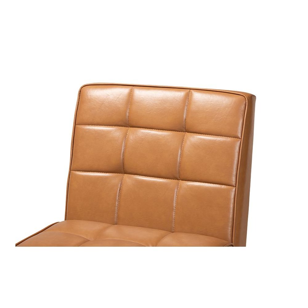 Leather Upholstered and Walnut Brown Finished Wood Dining Chair. Picture 5