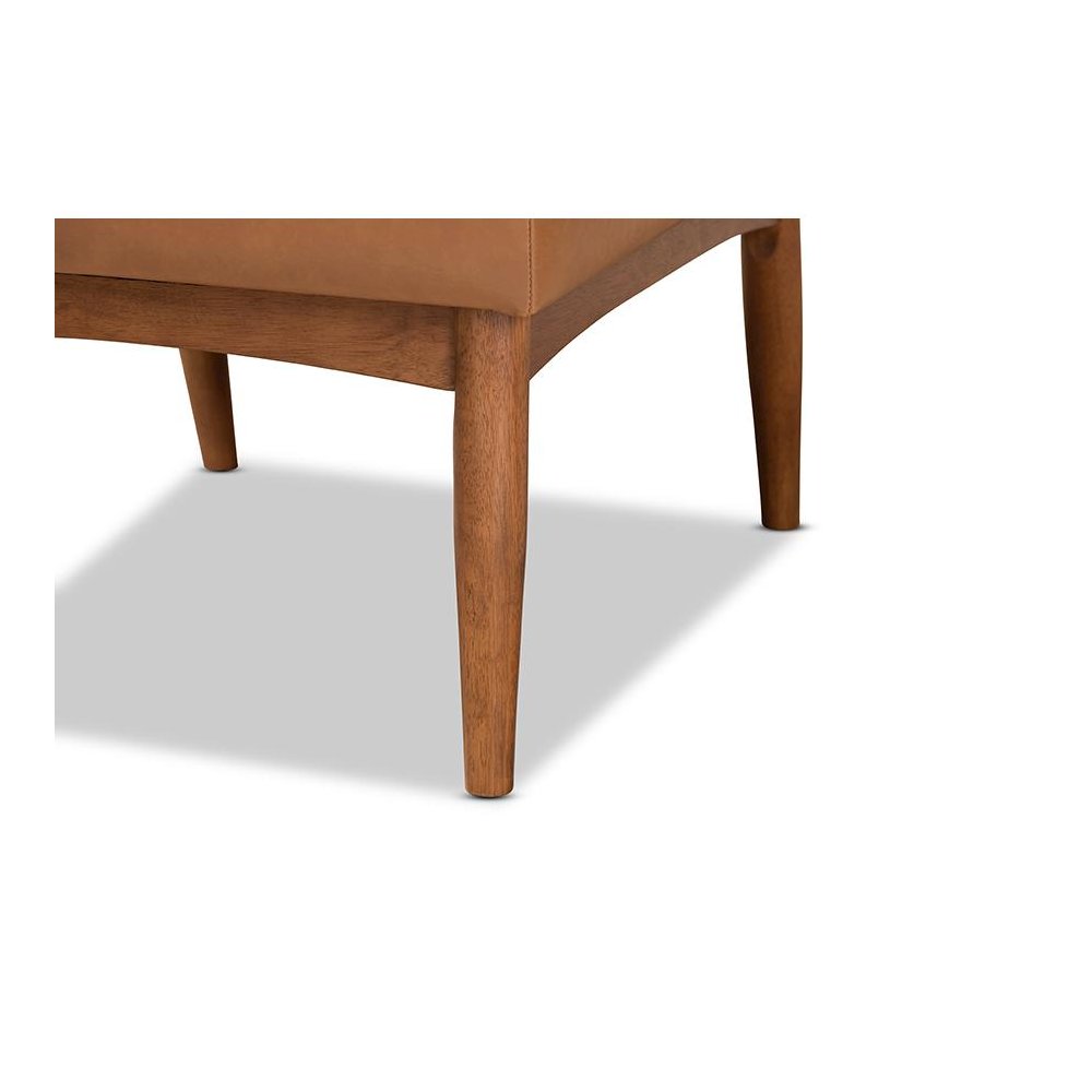 Leather Upholstered and Walnut Brown Finished Wood Dining Chair. Picture 6