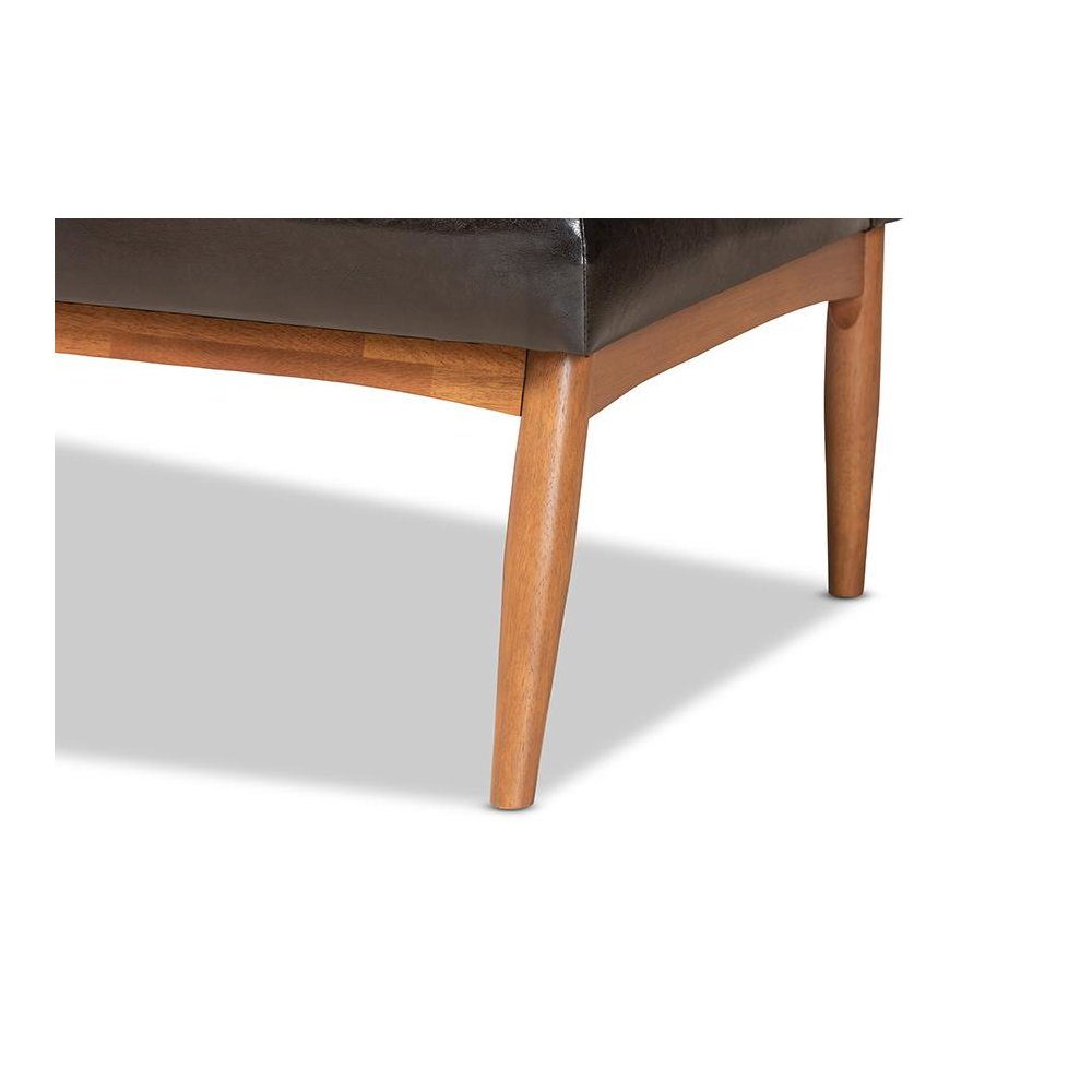 Leather Upholstered and Walnut Brown Finished Wood 5-Piece Dining Nook Set. Picture 9