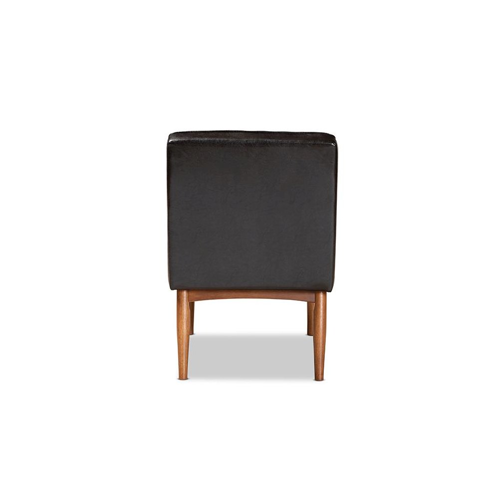 Leather Upholstered and Walnut Brown Finished Wood Dining Chair. Picture 4