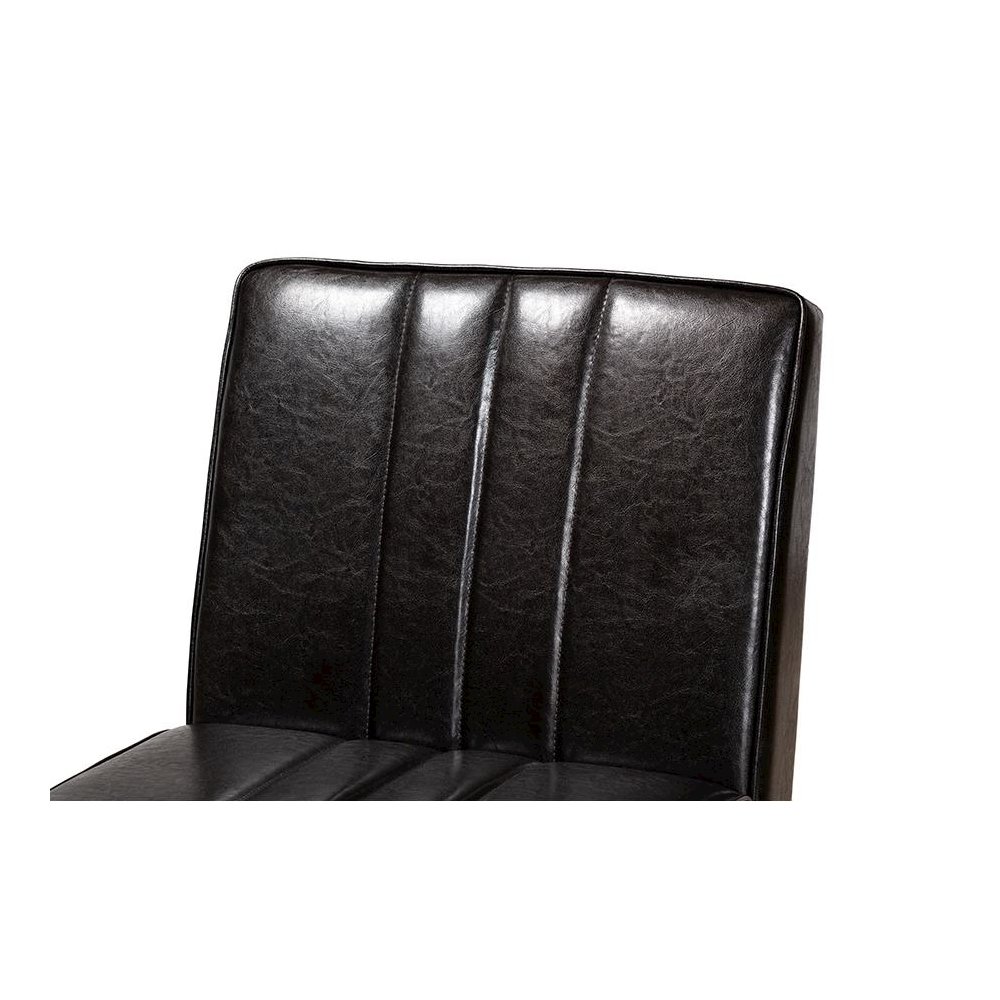Leather Upholstered and Walnut Brown Finished Wood Dining Chair. Picture 5