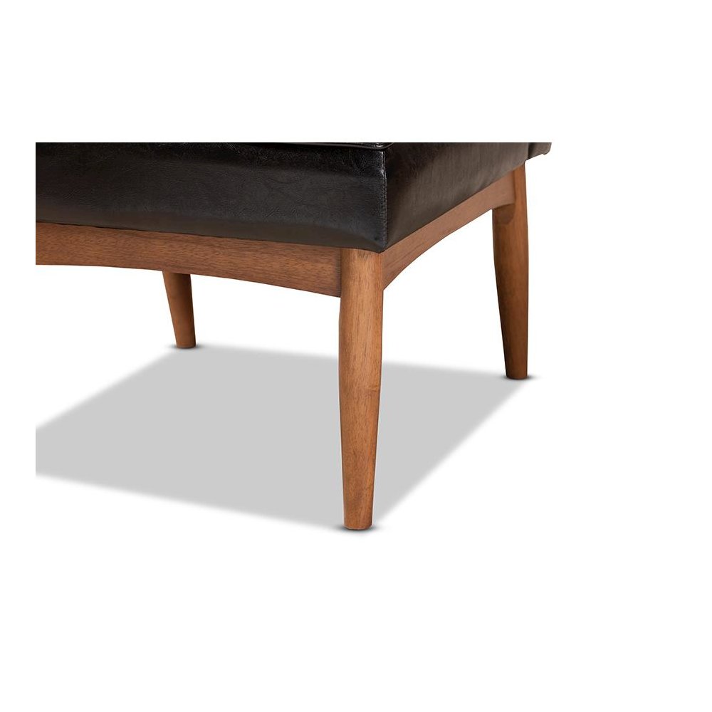 Leather Upholstered and Walnut Brown Finished Wood Dining Chair. Picture 6