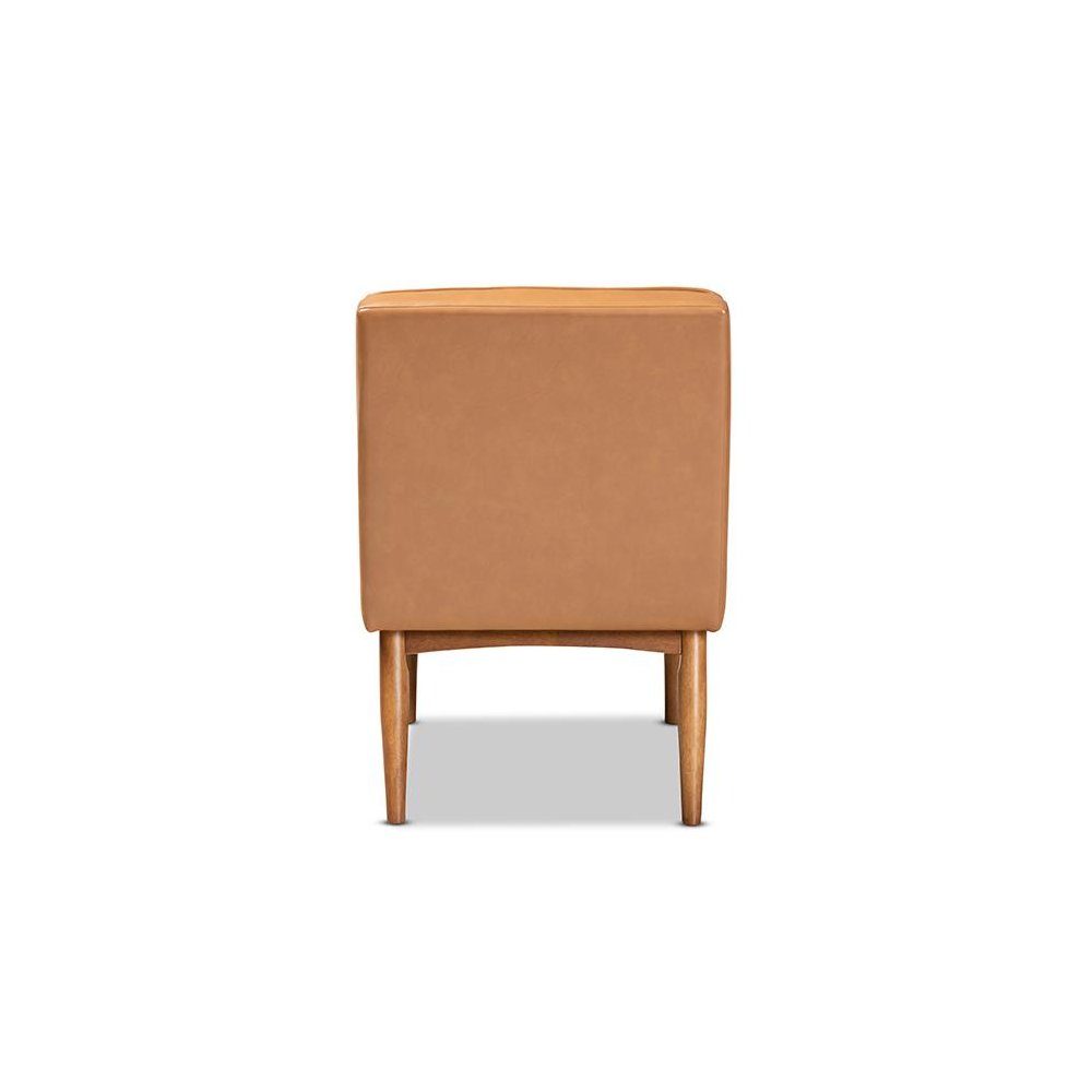 Leather Upholstered and Walnut Brown Finished Wood Dining Chair. Picture 4