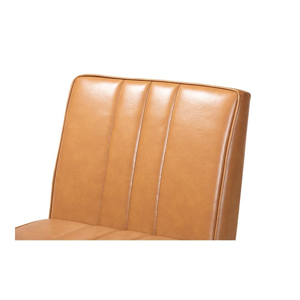 Leather Upholstered and Walnut Brown Finished Wood Dining Chair. Picture 5