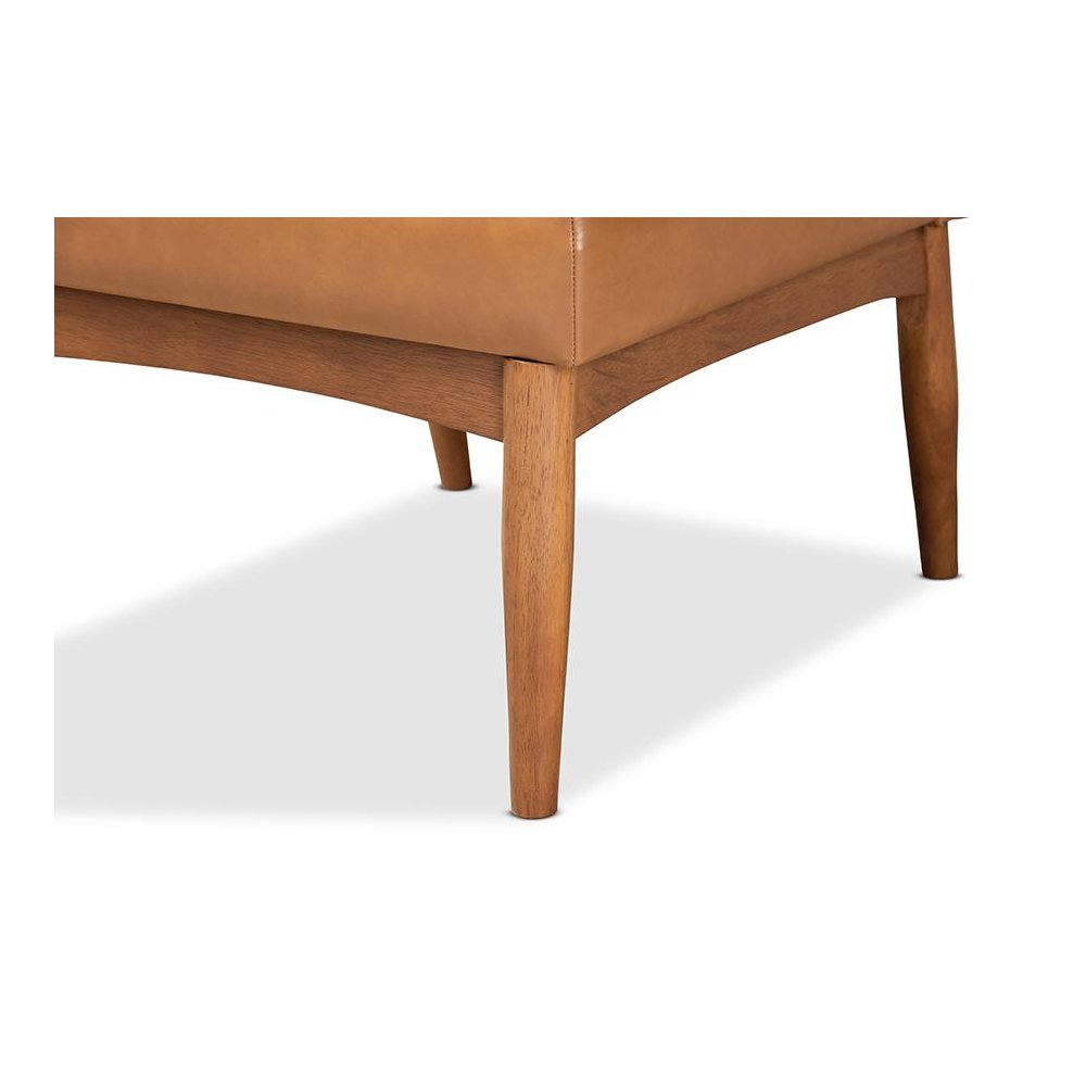 Leather Upholstered and Walnut Brown Finished Wood Dining Chair. Picture 6