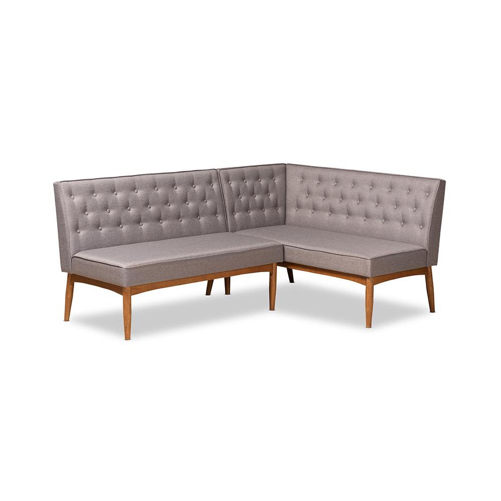 Walnut Brown Finished Wood 2-Piece Dining Nook Banquette Set. Picture 1