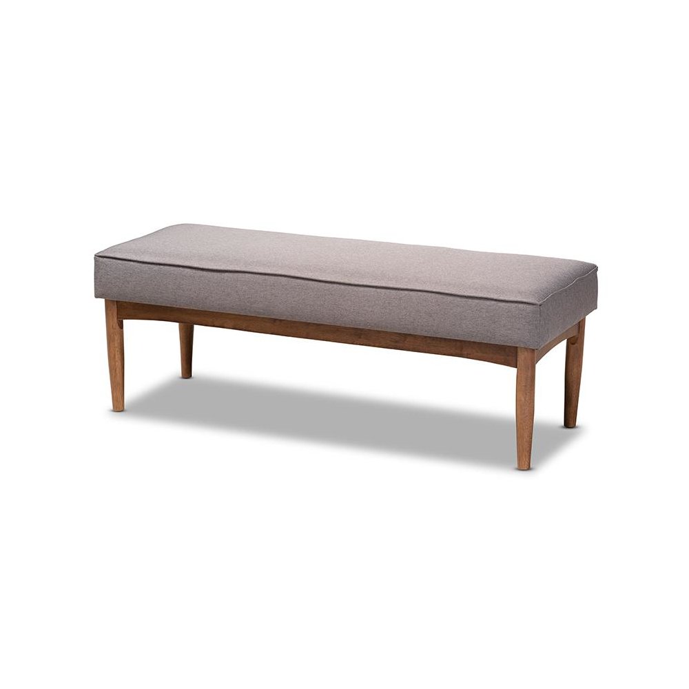 Grey Fabric Upholstered and Walnut Brown Finished Wood 5-Piece Dining Nook Set. Picture 4