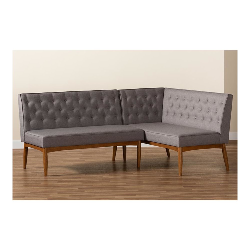 Walnut Brown Finished Wood 2-Piece Dining Nook Banquette Set. Picture 7