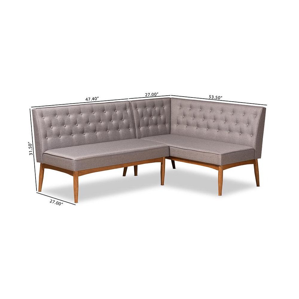 Walnut Brown Finished Wood 2-Piece Dining Nook Banquette Set. Picture 8
