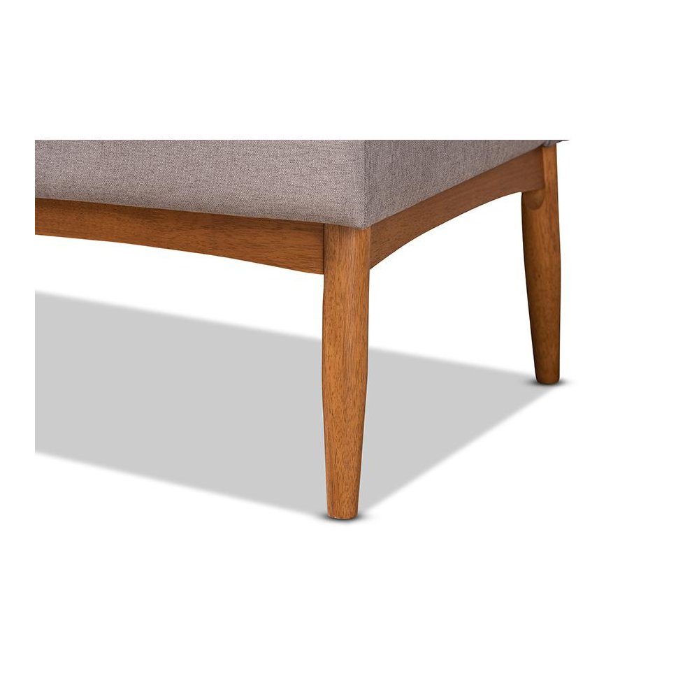 Grey Fabric Upholstered and Walnut Brown Finished Wood 3-Piece Dining Nook Set. Picture 7