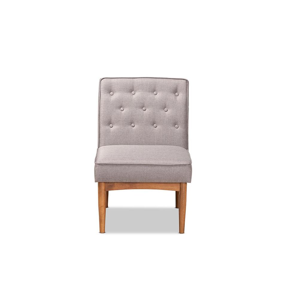 Grey Fabric Upholstered and Walnut Brown Finished Wood Dining Chair. Picture 2