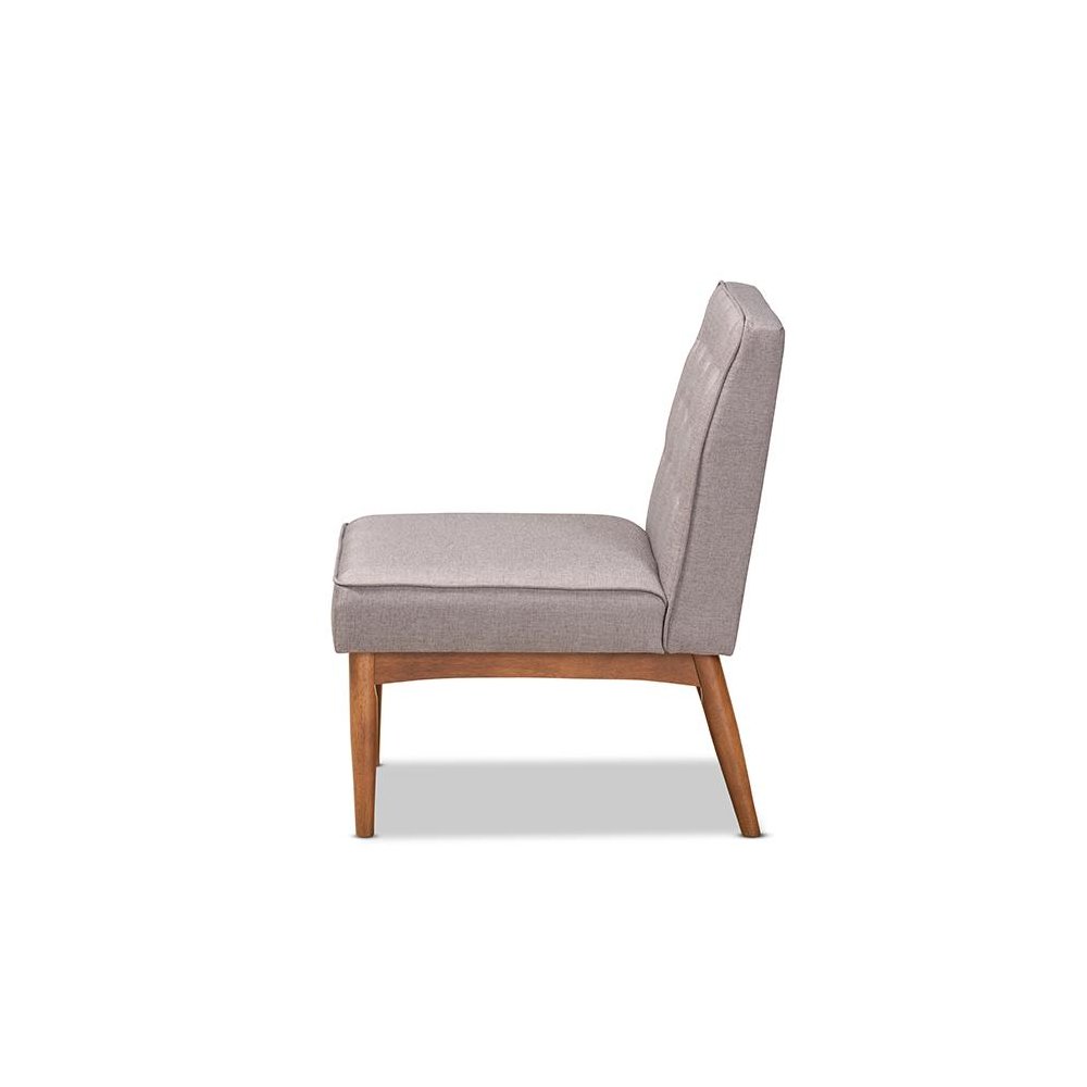 Grey Fabric Upholstered and Walnut Brown Finished Wood Dining Chair. Picture 3