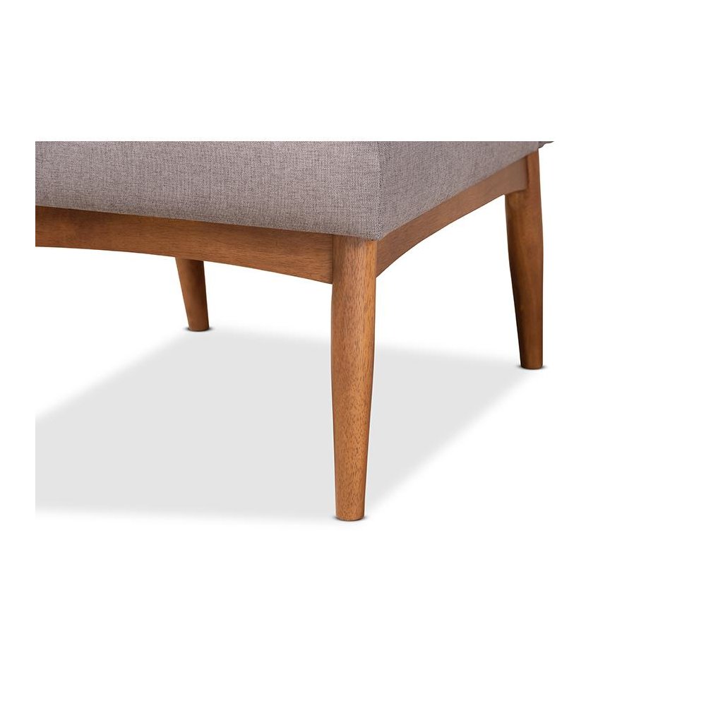 Grey Fabric Upholstered and Walnut Brown Finished Wood Dining Chair. Picture 6
