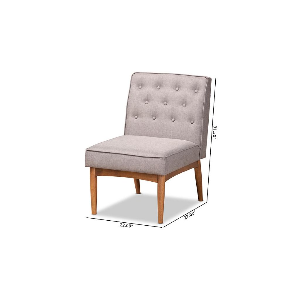 Grey Fabric Upholstered and Walnut Brown Finished Wood Dining Chair. Picture 9