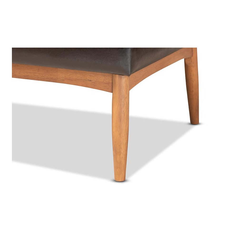 Leather Upholstered Walnut Brown Finished Wood 2-Piece Dining Nook Banquette Set. Picture 5
