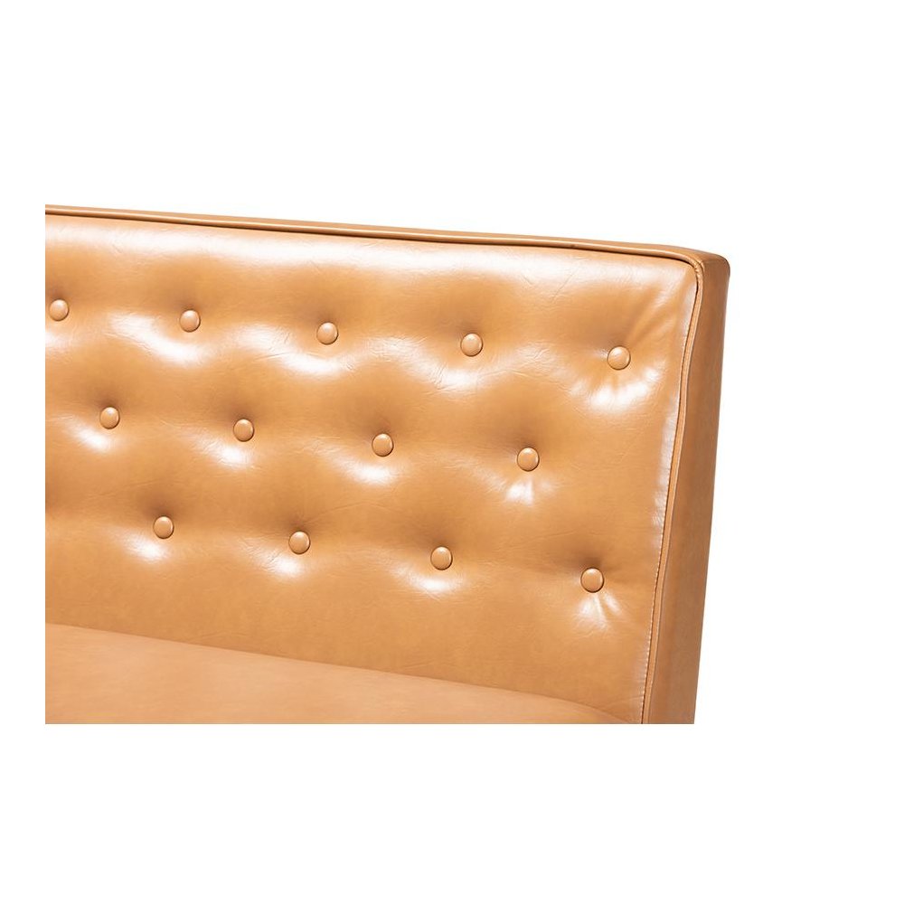 Leather Upholstered Walnut Brown Finished Wood 2-Piece Dining Nook Banquette Set. Picture 4