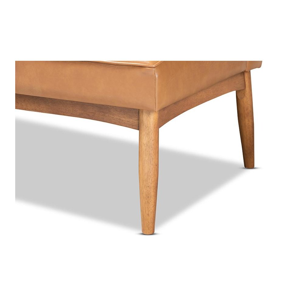 Leather Upholstered Walnut Brown Finished Wood 2-Piece Dining Nook Banquette Set. Picture 5