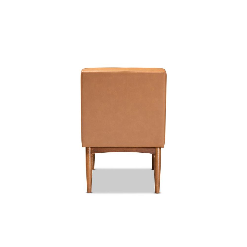 Leather Upholstered and Walnut Brown Finished Wood Dining Chair. Picture 4