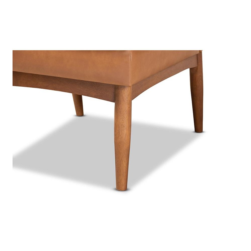 Leather Upholstered and Walnut Brown Finished Wood Dining Chair. Picture 6