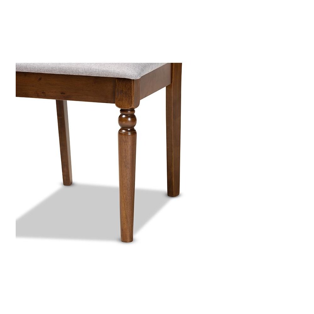 Grey Fabric Upholstered and Walnut Brown Finished Wood 7-Piece Dining Set. Picture 6