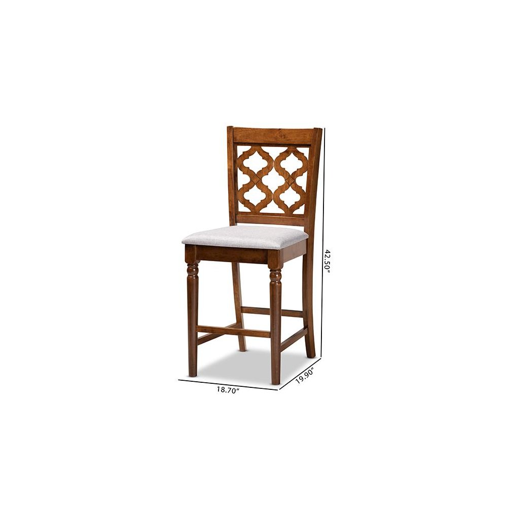 Walnut Brown Finished Wood 2-Piece Counter Stool Set. Picture 8