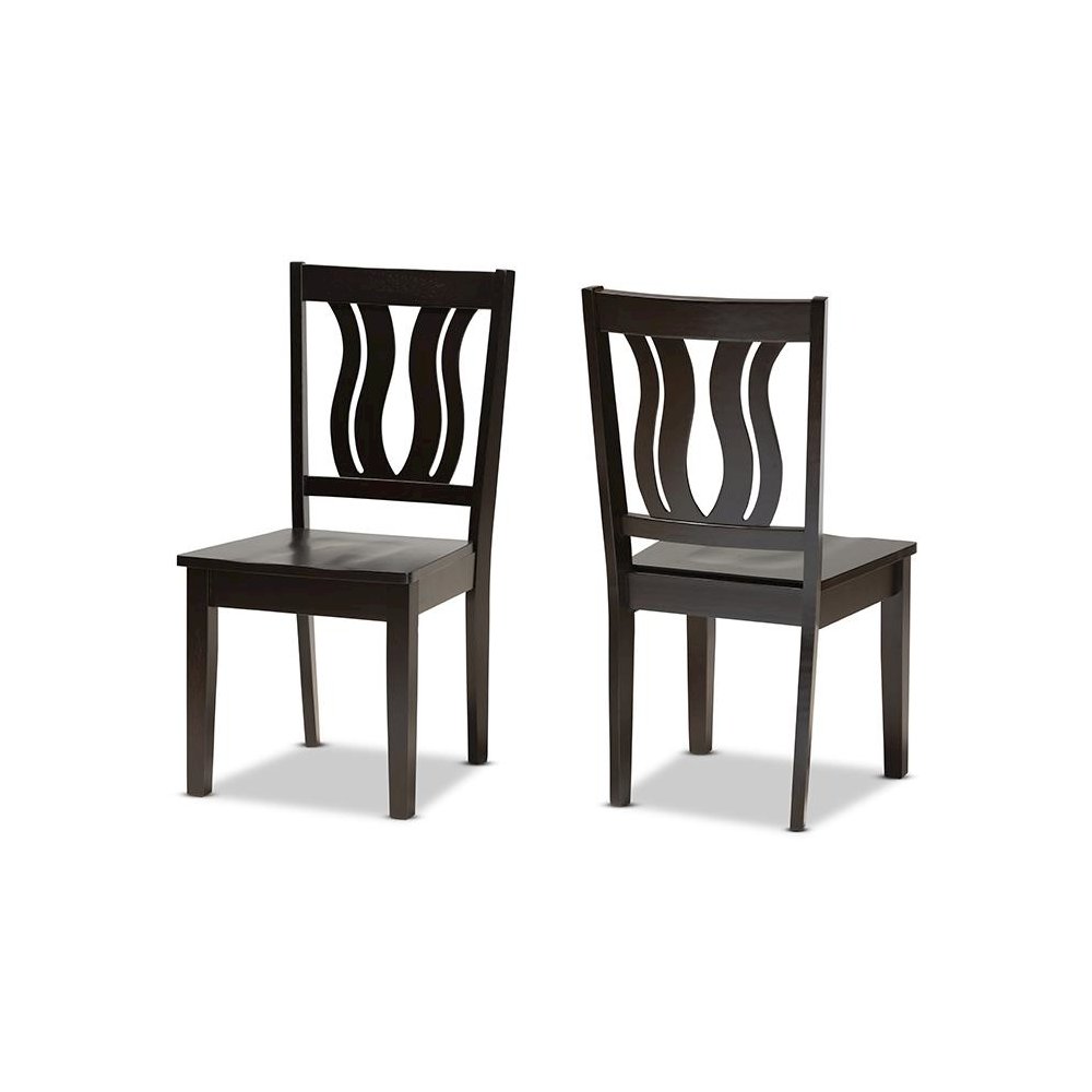 Transitional Dark Brown Finished Wood 2-Piece Dining Chair Set. Picture 1