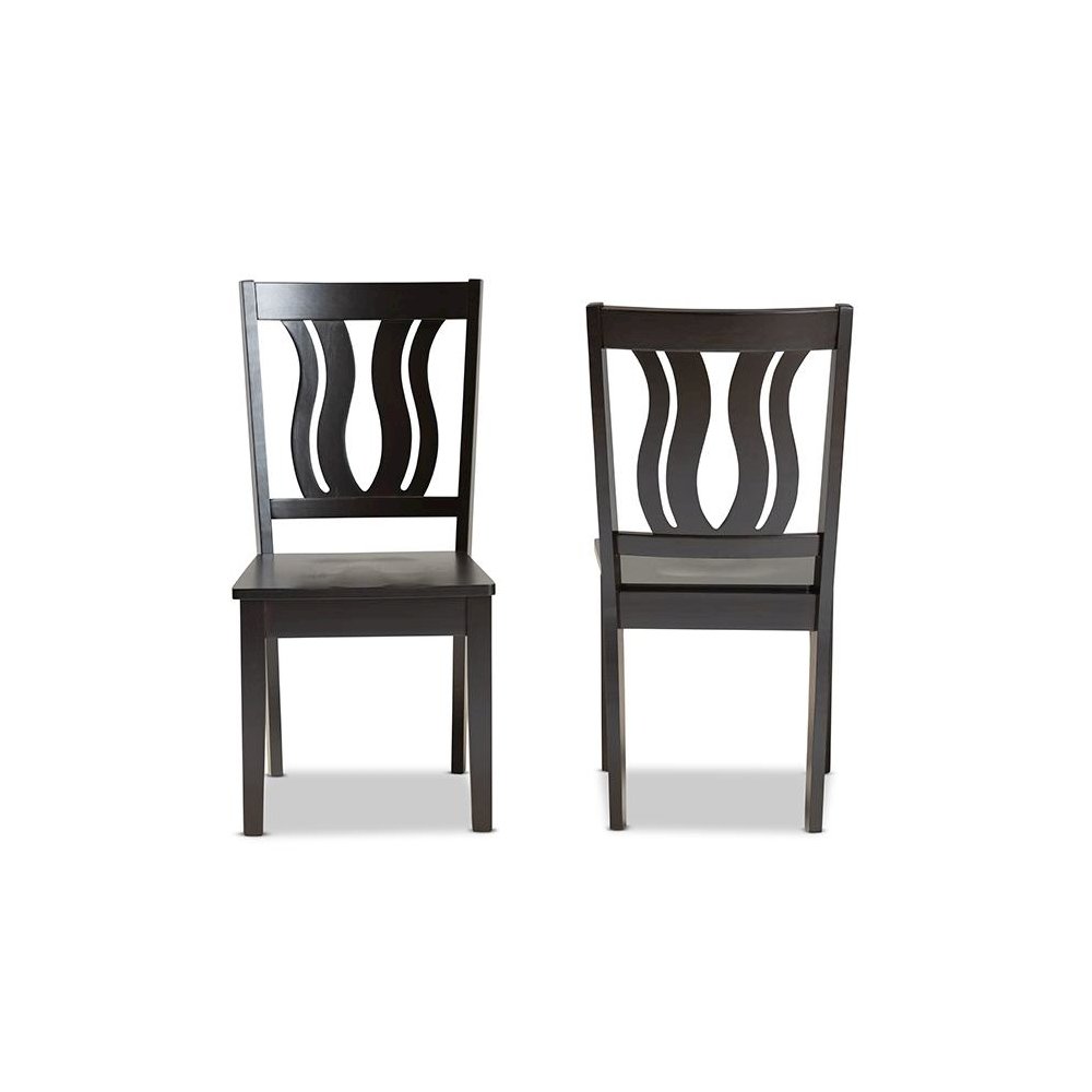 Transitional Dark Brown Finished Wood 2-Piece Dining Chair Set. Picture 2