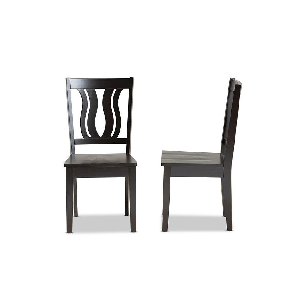 Transitional Dark Brown Finished Wood 2-Piece Dining Chair Set. Picture 3