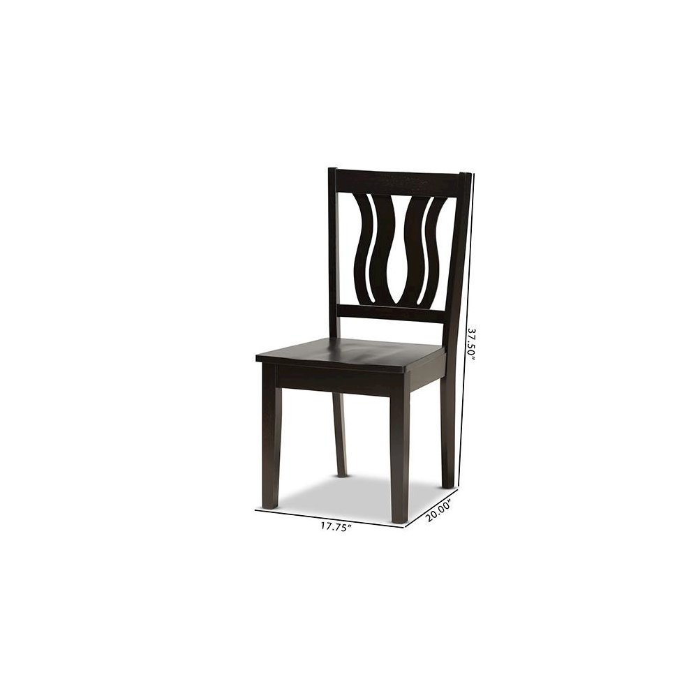 Transitional Dark Brown Finished Wood 2-Piece Dining Chair Set. Picture 8